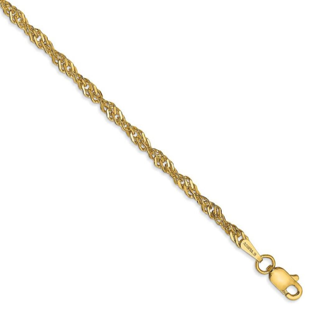 14k Yellow Gold 3mm Singapore Anklet, 10 inch